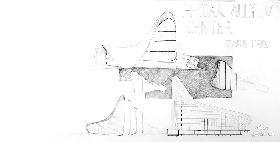 Studium architektury -"Heydar Alley Center" Zaha Hadid